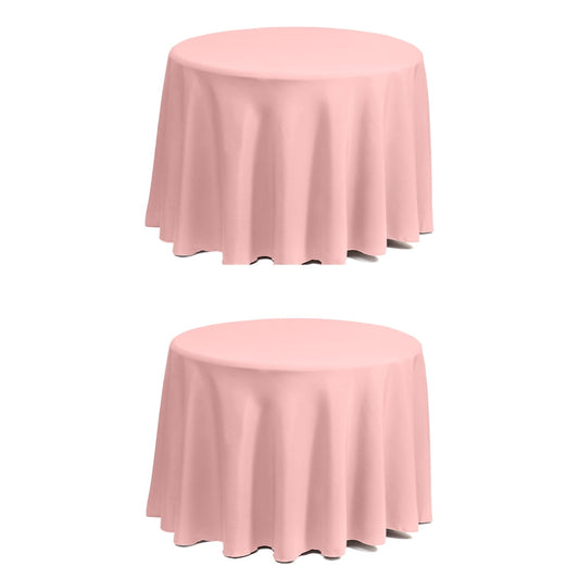 Set of 2 Stain and Wrinkle Resistant Fitable Pink Table Cloth 70 Inch Round, Reusable and Washable Polyester Fabric Table Covers for Party, Wedding and Banquet Decoration