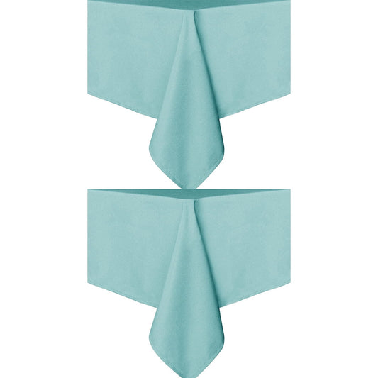 Set of 2 Stain and Wrinkle Resistant Fitable Aqua Table Cloth Rectangle 60x104 Inch, Reusable and Washable Polyester Fabric Table Covers for Party, Wedding and Banquet Decoration