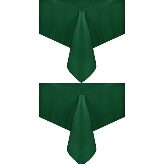 Set of 2 Stain and Wrinkle Resistant Fitable Hunter Green Table Cloth Square 60x60 Inch, Reusable and Washable Polyester Fabric Table Covers for Party, Wedding and Banquet Decoration