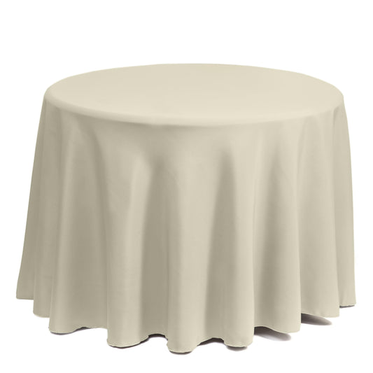 Stain and Wrinkle Resistant Fitable Beige Table Cloth 70 Inch Round, Reusable and Washable Polyester Fabric Table Covers for Party, Wedding and Banquet Decoration