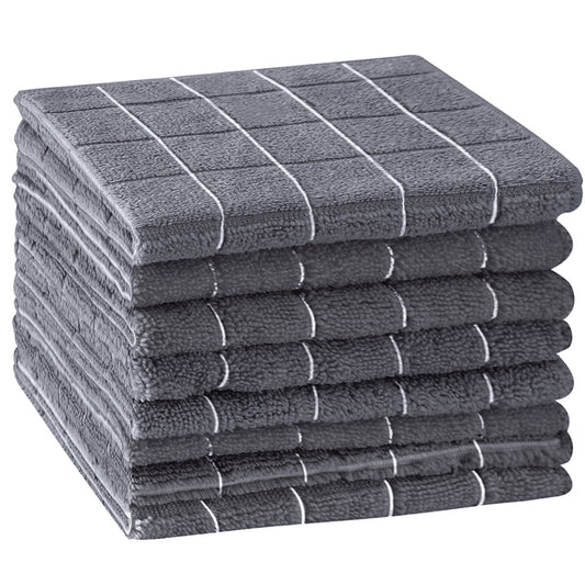 Microfiber Dish Towels Soft and Super Absorbent 12x12 Inch Set of 6 Home Kitchen Hand Towels Grey