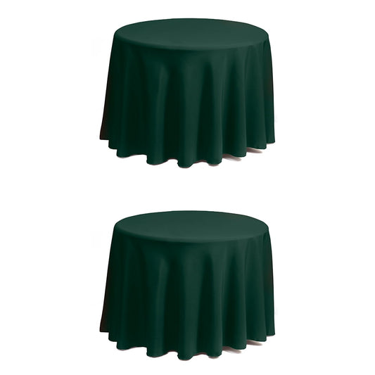 Set of 2 Stain and Wrinkle Resistant Fitable Hunter Green Table Cloth 60 Inch Round, Reusable and Washable Polyester Fabric Table Covers for Party, Wedding and Banquet Decoration